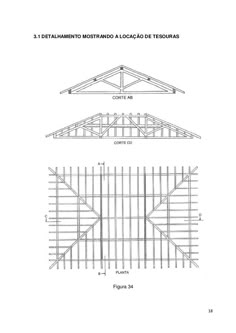 an architectural drawing showing the roof and trusss for a building with three different sections