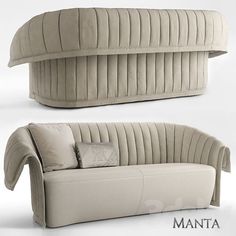 two images of a couch with pillows on it and the same one in different positions