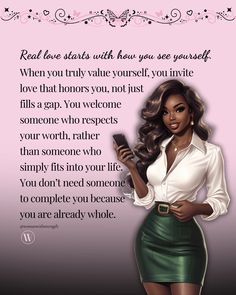 When you recognize your worth, you attract a love that cherishes and honors you, not one that merely fills a void. Babe, value yourself first, and watch how the world mirrors that respect. 💪🏽💗 Value Yourself, See Yourself, Respect Yourself, Need Someone, Real Love, Yours Truly, Be Yourself Quotes, A Love