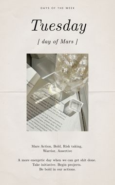 an advertisement for the book, tuesday i day of mars