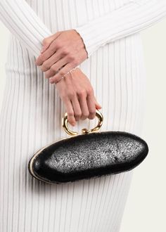 Alexis Bittar Molten Gold Bullet Minaudiere - Black - Bergdorf Goodman Molten Gold, Sequin Clutch, Alexis Bittar, Brass Ring, Victoria And Albert, 4 H, Antique Jewelry, Top Handle, Neiman Marcus