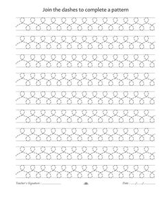 the printable worksheet for joining lines and dots to complete a pattern, which includes