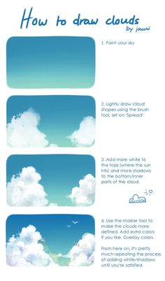 how to draw clouds in photoshopped with the sky and clouds above it, as well