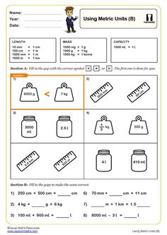 the worksheet for using measuring units