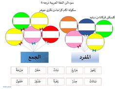 an arabic language worksheet with balloons in different colors and letters on the same page