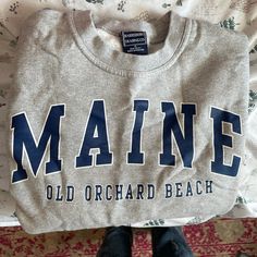 Crewneck Sweater/Sweatshirt From Old Orchard Beach, Maine. New Without Tags! Casual Athletic Heather Sweatshirt With Letter Print, Blue Crew Neck Sweatshirt For Vacation, Cozy Blue Crew Neck Sweatshirt, Southern Marsh Sweatshirt, Maine Sweatshirt, Blue Soft-washed Crew Sweatshirt, Old Orchard Beach, Old Orchard, Blue Crewneck