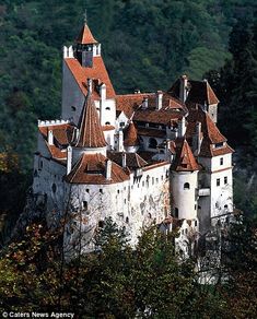 an old castle in the middle of some trees