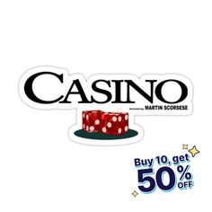 casino sticker with red dice on it