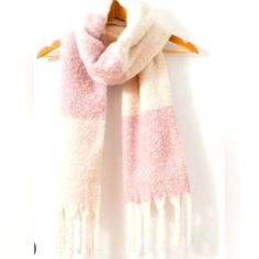 New Scarf Pink And White Pink Color Combination, Fab Fit Fun Box, Fawn Colour, Color Block Scarf, Gentle Fawn, Pink Scarf, White Scarves, Cozy Scarf, Pink Scarves