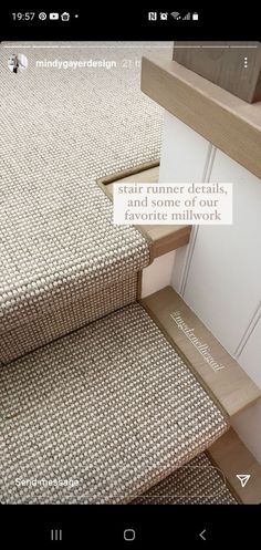 a close up of some stairs with carpet on it