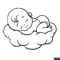 a baby sleeping on top of a cloud