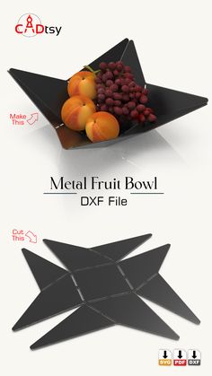 metal fruit bowl dxf file is shown in three different positions, including the design