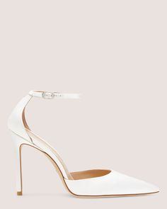 STUART 100 STRAP PUMP | Stuart Weitzman Open Heel Wedding Shoes With 4-inch Heel, Luxury Wedding Shoes With 4-inch Heel And Ankle Strap, Wedding Heels With 4-inch Heel And Single Toe Strap, Formal Wedding Shoes With Heel And Toe Straps, Fitted Wedding Shoes With Padded Heel And Ankle Strap, Fitted Wedding Shoes With Heel And Ankle Strap, Fitted Court Shoes With Heel Strap And Open Heel, Fitted Open Heel Court Shoes With Heel Strap, Elegant Closed Toe Heels With Heel Loop