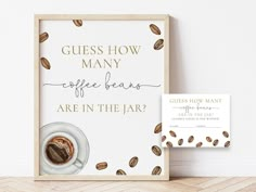 there is a sign that says guess how many coffee beans are in the jar?