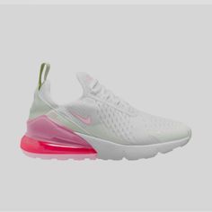 Brand New Only Reason I’m Selling Is Bc They Don’t Fit Me (These Are Brand New Im Not Lowering The Price) Nike Air Max 270 Ponk, Nike Air Max 270 White Pink, Basketball Shoes Pink, Black Tennis Shoes, 270 Nike, Sporty Shoes, Summer Stuff, Pretty Shoes Sneakers, Shoes Nike Air