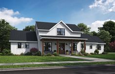 this is a computer rendering of the farmhouse style house plans for small homes and cottages