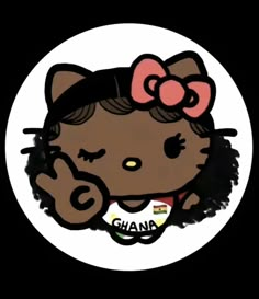 an image of a hello kitty sticker on a white and black circle with the word ghana in it