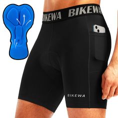 a man in black shorts with an electric blue device attached to his waist and the words bikewa written on it