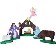 a nativity scene made out of legos