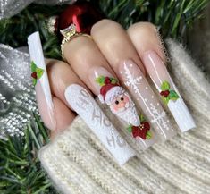 Winter Tapered Square Nails, Christmas Nails Acrylic Green, 3d Christmas Nails Acrylic, 3d Gingerbread Nails, Christmas Nails Dramatic, Christmas 3d Nail Art, Christmas 3d Nail Art Designs, Sweater Nails Designs, Long Christmas Nails