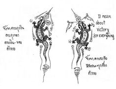 two drawings depicting different types of tattoos