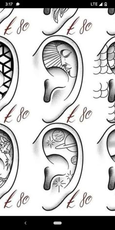 an image of the ear with different symbols on it