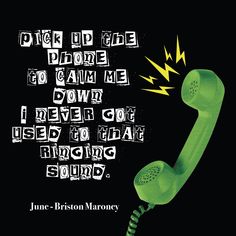 a green phone with a lightning coming out of it's receiver and the words, pick up the phone to gain me down i never got used to that sound