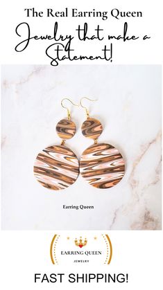 Dive into the allure of African-inspired elegance with our stunning Brown Statement Clay Earrings! 🌍✨ Handcrafted to perfection, these earrings feature intricate clay patterns accented with luxurious gold over sterling silver hooks, adding a touch of glamour to any look. Elevate your style with these unique, statement-making earrings today! #AfricanInspired #StatementEarrings #HandcraftedJewelry #GoldOverSilver #ElegantStyle Southwestern Brown Concho Earrings, Nickel-free Brown Brass Earrings, Brown Patina Dangle Earrings, Artisan Brown Patina Earrings, Bohemian Brown Teardrop Nickel-free Earrings, Clay Patterns, Making Earrings