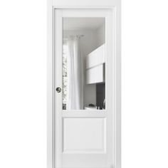 a white door with a window in it