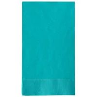 a teal colored napkin on a white background