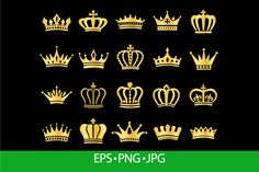 Royal Gold King Crowns Icon Silhouette Crown Drawings, Gold King Crown, King Crowns, Golden Queen, Crown Drawing, Printable Illustrations, Princess Tiara, Art Deco Patterns, Kings Crown