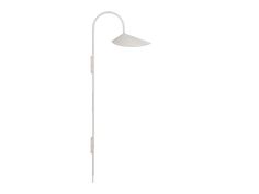 a white floor lamp against a white background with the light turned on and dimming