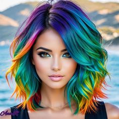 Fun Hair Dye Ideas, Bright Hair Color Ideas, Rainbow Vomit, Exotic Hair Color, Beginner Photographer, Edgy Hair Color, Fantasy Hair Color