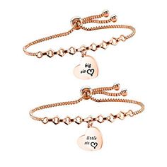 PRICES MAY VARY. ◆Big sis little sis bracelet Set ,Sis Bracelet, Sister Jewelry，A gift belong to friendship between two sisters ◆What a great way to celebrate your big or little sorority sister than giving her a matching slider bracelet.Show your friendship ◆Perfect gift for sister, best friend like sister,wife, mom, daughters, lovers on Valentine’s Day, Mother’s Day, anniversary, graduation. ◆Material&Size: chain bracelet:Copper,Heart charm:stainless steel,no Harm to Health. Adjustable Slider B Friend Like Sister, Friends Like Sisters, Family Bracelets, 2 Sisters, Sister Jewelry, Lil Sis, Gold Link Bracelet, Friendship Jewelry, Bracelets Set