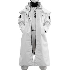 White Techwear, One Set Outfit, Fabric Of The Universe, Techwear Jacket, White Windbreaker, Black Windbreaker, Standing Collar, Long Trench