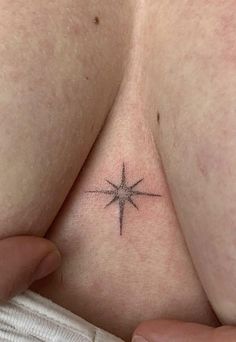 Suprasternal Notch Tattoo, Star On Chest Tattoo, Moon Tattoo On Chest, Sternum Tattoo Big Bust, White Star Tattoo, Northstar Tattoo, Tattoo Chest Woman, Star Chest Tattoo