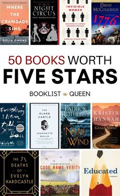 the cover of 50 books worth five stars, including one for children and two for adults