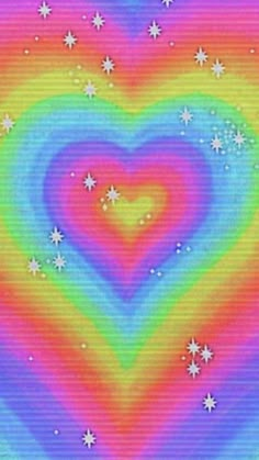 a rainbow heart with stars in the middle