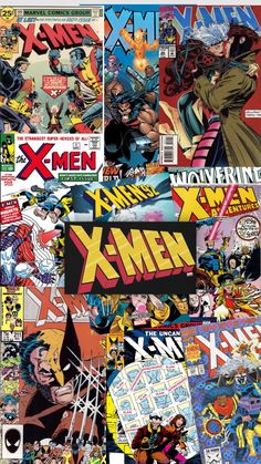 the cover to x - men vol 1 is shown in this collage with comic covers