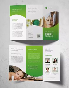 a green and white tri fold brochure