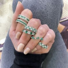 Luxury Emerald Ring With Diamond Accents, Luxury Engraved Emerald Ring For Anniversary, Luxury Handmade Emerald Ring For May Birthstone, Emerald And Diamond Band, Emerald Jewelry Ring, Emerald Anniversary, Emerald Stone Rings, Emerald Band, Emerald And Diamond Ring