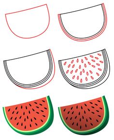 watermelon slices are cut in half and placed on top of each other,