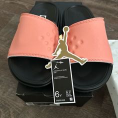 Brand New Jordan Play Slide. Jordan Slides, Slides Nike, Red Slides, Shoes Jordan, Slide Slippers, Mens Slides, Jordan Black, Red Sandals, Pink Men