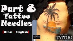 an image of a tattoo on the side of a man's stomach with palm trees