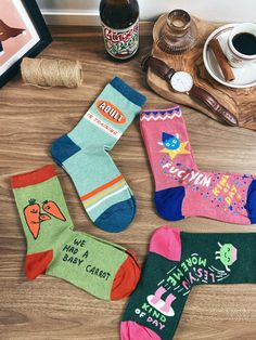 Funny Quotes Socks for Christmas Stocking Fillers 🧦🎁 Cute characters with funny quotes design on colourful and comfy socks. Perfect gift for any occasion like Christmas, Mothers Day, Fathers Day, Valentines Day and especially popular choice for baby shower and get well soon gift- available with personalised labels-please ask! 📏Size: one size fits most - Unisex 🧦Material: cotton, spandex * After your order is placed, we ship in 1-2 business days. Y O U - M A Y - A L S O - L I K E: 👉🏻 https: Fun Red Socks For Gifts, Funny Letter Print Socks Gift, Funny Letter Print Socks As Gift, Fun Winter Cotton Socks, Fun Cotton Winter Socks, Fun Christmas Gift Socks, Playful Green Socks For Stocking Stuffers, Cute Green Socks For Stocking Stuffers, Playful Green Socks For Gifts