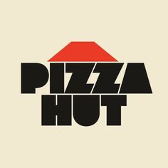 the word pizza hut is in black and red