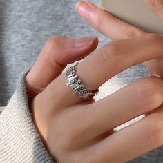 Size: Adjustable Opening Fashion Element: null Style: Retro Casual Metal Rings For Gifts, Casual Silver Ring, Aquarius Rings Jewelry