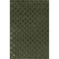 a green rug with squares on the top and bottom, in shades of dark green