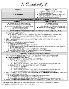 a paper with some writing on it, including the words and numbers for each section