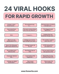 the text 24 virtual hooks for rapid growth is shown in pink and black with an image of